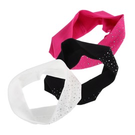 Healeved 3pcs Elastic Nonslip Wide Headbands for Women Sparkling Glitter Hair Accessories for Gym Running and Outdoor Training