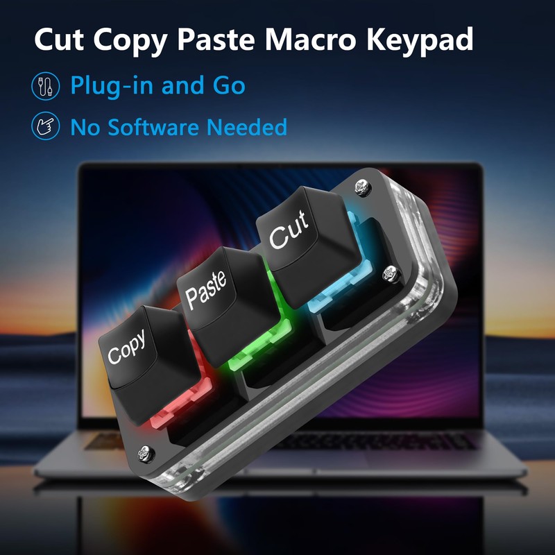 SinLoon Mini teclado de 3 teclas para copiar y pegar