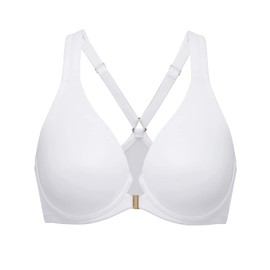 Delimira Brasier Push Up con Varillas de Cobertura Completa sin Costura sin Forro para Mujer con Espalda Cruzada con Cierre Frontal Blanco 34D
