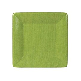 Caspari Grosgrain Square Paper Salad & Dessert Plates in Moss Green - 16 Count