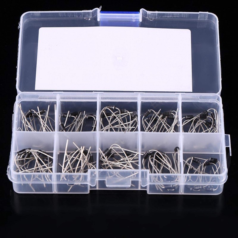 Rectifier Diode Assortment Kit, 100pcs 1N4001-1N4007 1N5817-1N581910 Value Electronic Rectifier