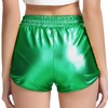 Perfashion Pantalones cortos metálicos brillantes para mujer, Verde, 2-4