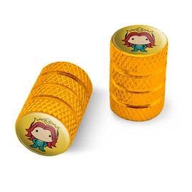 Aquaman Movie Mera Chibi Character Motorcycle Bicycle Bike Tire Rim Wheel Aluminum Valve Stem Caps