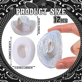 Sotiff Mini Disco Cowboy Hat Tiny Light up Holographic Space Cowgirl Hat Neon Party Decor for Party Doll, 12 Pcs (Colorful)