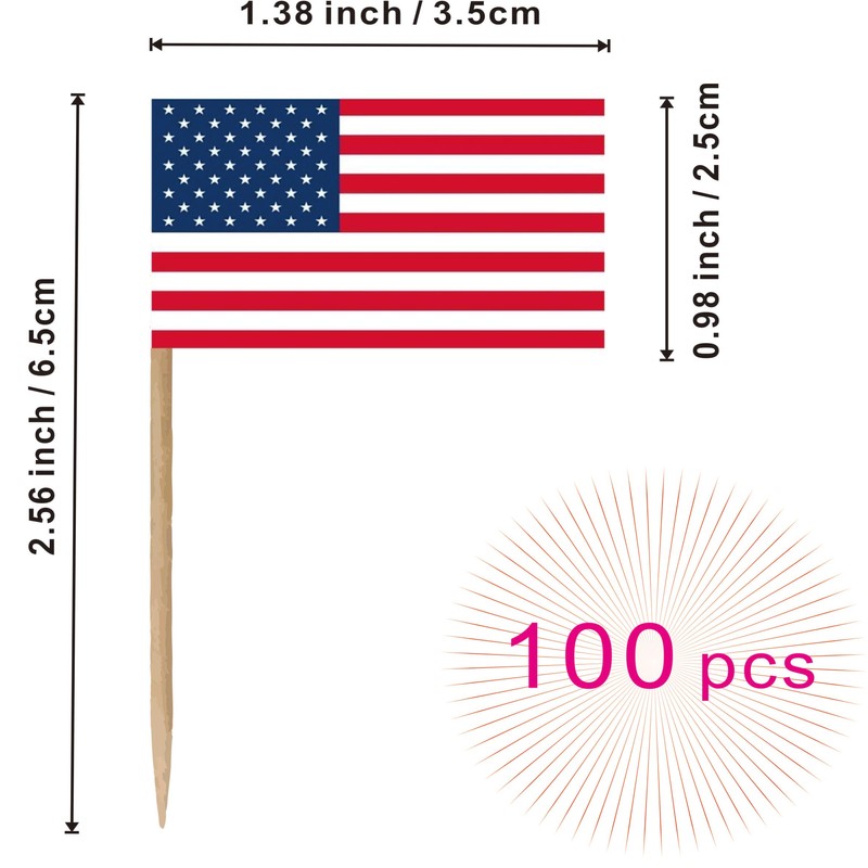 American US Toothpick Flag USA Small Mini Cocktail Fruit Cupcakes