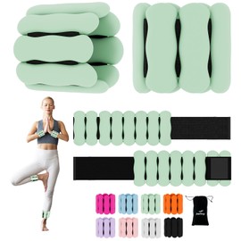 Adjustable Ankle Weights for Women Men Kids,Weighted Pilates Wrist Weights Set of 2(1Lb Each) Silicone Arm & Leg Weights for Training Walking Swimming Home Gym Physical Therapy Light Green