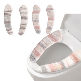 YIRANJIA 2-Pack Toilet Seat Covers, Universal Anti-Slip Warm Design for Standard Toilets (Pink & Gray)
