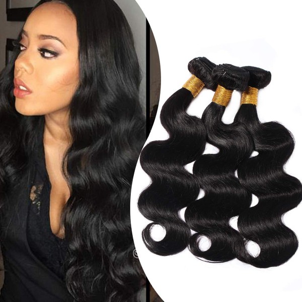 Elailite Real Hair Weft Extensions, Real Hair Wefts for Sewing, Sew-in Human Hair Bundles Extensions, Wavy, 3 Bundles/Pack, 25/25/25 cm, Curly