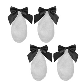 2Pair Cute Bunny Plush Lop Ears Hair Clip,Kawaii Rabbit Furry Ears Ribbon Bow-knot Women Hair Clamp Hairpin Cosplay Headwear Hair Accessories (Black)