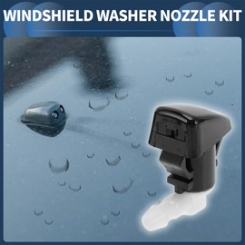 INFINAUTO Windshield Washer Nozzle Kit, Front Windshield Spray Nozzles Wiper Spray Washer Jet with Gasket for Ford F-250 Super Duty Black White, 1 Set