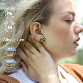 Leafael Infinity Love Heart Earrings for Women, Birthstone Crystal Earrings with Healing Stones, Allergy-Free Jewelry for Women with Gift Box, Silver-tone Crystal Stud Earrings for Women