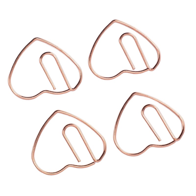 100Pcs Heart Shaped Paper Clips Iron Decorative Paperclips Set with