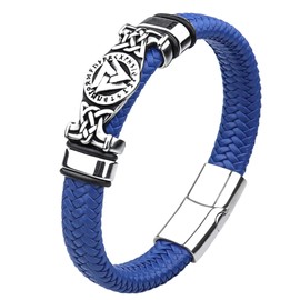 Mochity Men's Leather Bracelet, Stainless Steel Cross Bracelet, Viking Jewellery, Leather Bracelet, Gifts for Men, Stainless Steel, Stainless steel, leather