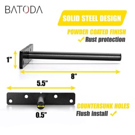 BATODA - 8" Floating Shelf Bracket Heavy Duty (6 pcs) –Solid Steel Blind Shelf Supports - Hidden Brackets for Floating Wood Shelves - Blind Shelf Support - Shelving Mounting Hardware Included (Pack 6)
