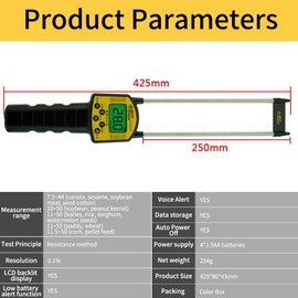Glomora Moisture Meter, Portable Hay Moisture Meter, Digital LCD Grain Moisture Meter for Wheat Corn Rice Bean Peanut Soybean with Non Slip Handle