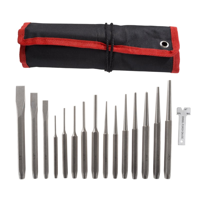 Punch And Chisel Set, 16 Pieces- Includes Taper Punches, Cold