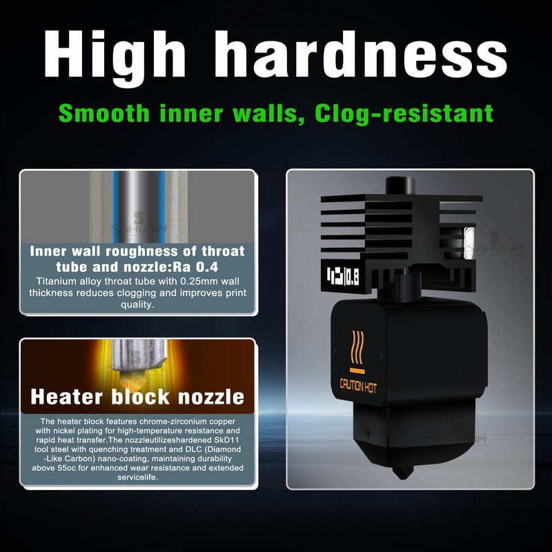 Sahvaim 2Pcs 0.8mm H2D/H2S Hotend Kit for Bambu Lab H2D