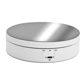 Clenp 360 Degree Electric Turntable for Photography, Round Display Holder Stand Intelligent Charging White USB Socket