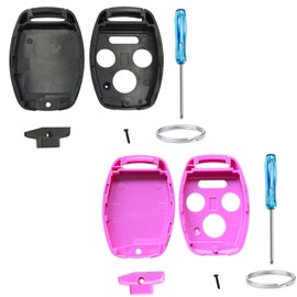 QIXIUBIA Replacement for Honda Key Fob Shell Keyless Entry Remote Fit for Honda 2008-2012 Accord 2006-2013 Civic EX 2009-2015 Pilot (4B-1Black+1Pink)
