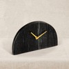 Bloomingville Decorative Half Moon Marble Mantel Clock, Black and Gold