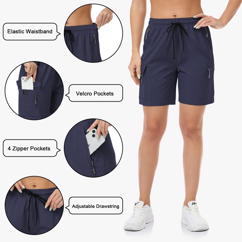 GymBrave Women's Hiking Shorts Quick Dry Lightweight Cargo Shorts for
