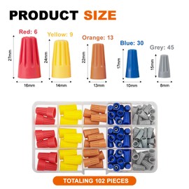 102 Pcs Electrical Wire Connectors,Screw Terminals Caps, Twist Nuts Caps, Spring Insert Wire Nuts Connectors, Cable Connectors, Electrical Cap Kit for Wiring Colorful Twist Nuts for Quick Connection