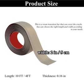 Greymond 10 Ft x 2" Floor Transition Strip Doorways, Vinyl Self Adhesive Laminate Flat Divider Flooring for Joining Floor Gaps, Carpet, Threshold Cover, Floor Tiles (Grey Wood Grain)