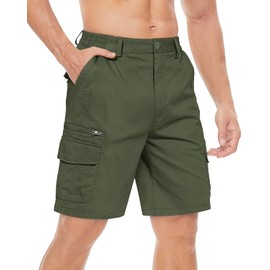 TACVASEN Men's Golf Short Lightweight and Relaxed Fit Summer Short Workout Men's Casual Short with Zipper Pockets for Golf Travel Army Green, 40