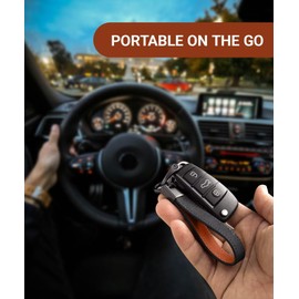 YLFANGYLMU Genuine Leather Car Keychain,Universal Car Key Chain Holder 2 Keyrings and 1 Screwdriver for Men and Women，Fob Work Replacement for Car, SUV, Auto