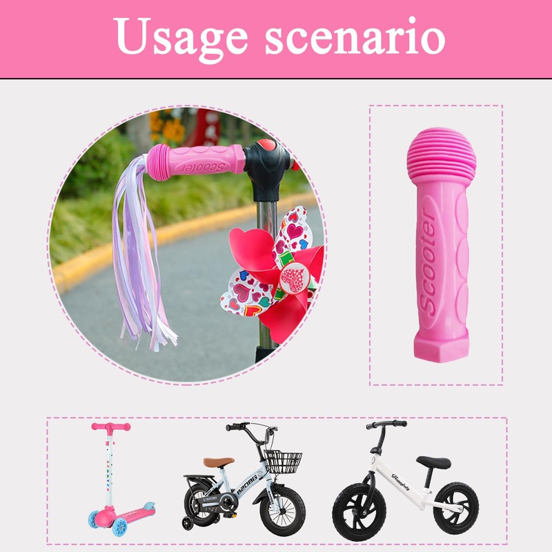 2 Pairs Mini Scooter Handles, Children'S Scooters with ribbon，Scooter Handle