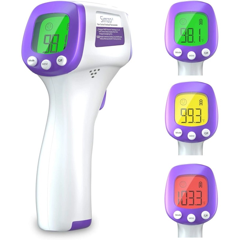 SIMZO HW-F7 NON-CONTACT FOREHEAD THERMOMETER MEMORY RECALL BEEPER BACKLIT DISP