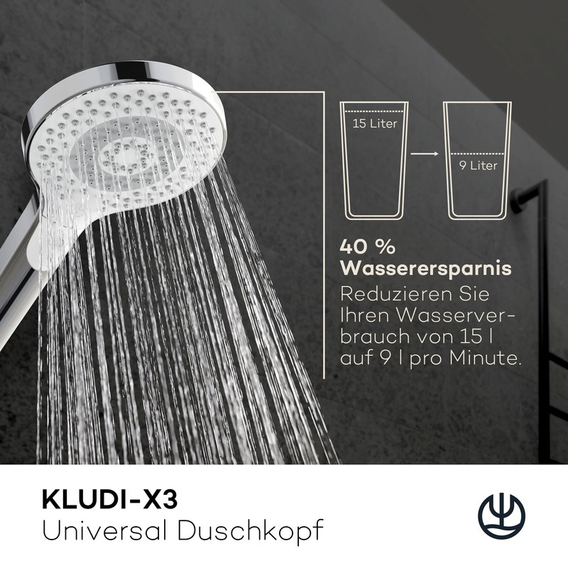 KLUDI -X3 Universal Shower Head Water-Saving Option Shower Head with
