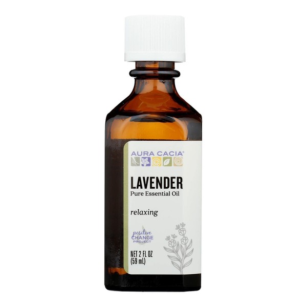 Aura Cacia 100% Pure Lavender Essential Oil | GC/MS Tested for Purity | 60 ml (2 fl. oz.) | Lavandula angustifolia