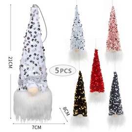 Christmas Decoration Figures, Pack of 5 Christmas Gnomes with Light, Gnome Figures, Christmas Decoration, Illuminated, Christmas Gnome Set for Christmas Decoration, Office, Indoor Window Decoration