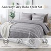 Andency Grey Quilt Set King (106x96 Inch), 3 Pieces(1 Striped