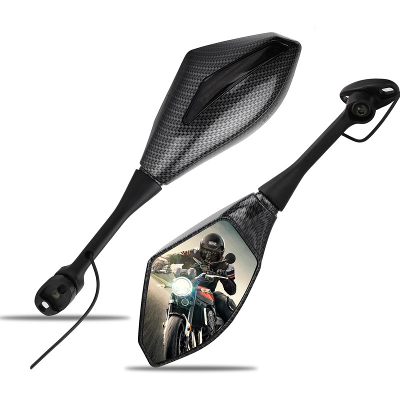 LKV Motorcycle Mirrors with Turn Signal LED Adjustment Replacement for