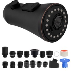 Hibbent Pull Down Kitchen Faucet Head Replacement, 3-Function Kitchen Sink Spray Nozzle with 15 Adapters, Compatible with Moen, American Standard, Delta, Kohler Faucets, Oil-Rubbed Bronze