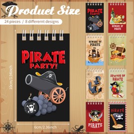 Teling 24 Pieces Mini Pirate Notepads Notebooks Pirate Party Favors Small Spiral Notebooks Mini Pocket Notepads for Kids Birthday Party Supplies Teacher Classroom Rewards