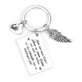 Schlüsselanhänger Aus Edelstahl Mit Herzlichem Spruch Für Papa, Rechteckiger Anhänger Mit Flügel- Und Herzanhänger, Geburtstagsgeschenk, Kleine Geschenke, Gute Laune Geschenke, Positive Geschenke