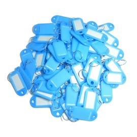 TOOLSTAR Key Labels, 100PCS Key ID Tags Key Labels Tags Plastic Key Tags, Tags with Key Rings as Key Fobs Luggage Pet Name Memory Stick Tags (Light Blue)