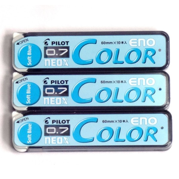 Pilot Color Mechanical Pencil Lead Eno, 0.7mm, Soft Blue, 10 Lead Ã—3 Pack/total 30 Leads (Japan Import) [Komainu-Dou Original Package]