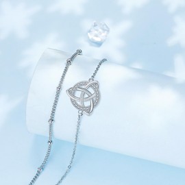 BerriBling Celtic Knot Bracelet Women's 925 Sterling Silver - Symbol of Eternal Love & Unity, Creative Jewellery for Women Gift - Adjustable (16 + 4 cm)