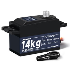 Miuzei RC Digital Servo 14kg Low Profile Servo Motor Metal Gear High Torque for 1/10 1/12 RC Drift Car, Road Racing, Helicopter Model (1）