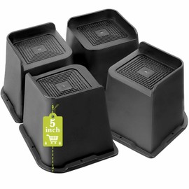 Bed Risers 1 inch, 2 inch, 3 inch, 4 inch, 5 inch, 6 inch, 8 inch Heavy Duty, Oversized Furniture Riser for Couch Sofa Table Chair Leg Frame Dorm, Support up to 6000 Lbs (Black 4 Pack, 5 inch)