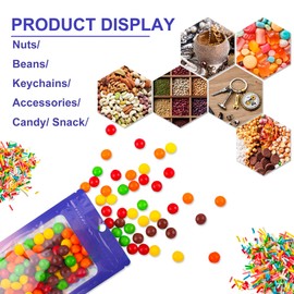 EIOFG Packaging Holographic Mylar Bags with Clear Window 2.4 * 3.9", 100 PCS Party Favor Bags, Resealable Smell Proof Bags, Candy, Food Packaging Bag, Gradient Foil Bag(Blue Purple)