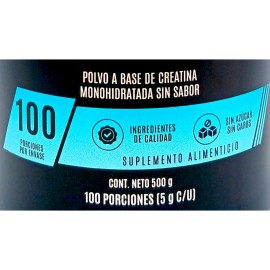 Creatina Monohidratada 100% Pura Sin Sabor 500 G Snatural