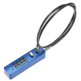 M METERXITY Gate Locks for Outdoor Fence, 23.6IN Heavy Steel Cable Rope Keyless 4-Digit Combination Lock for Gate/Cabinet/Snowboard/Bike/Locker, Resettable Code Security Cable [Blue]