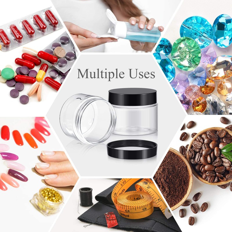 SATINIOR 24 Pieces Empty Clear Plastic Jars with Lids Round