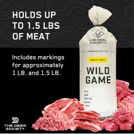 Extra Thick Wild Game Bags for Freezer Storage [50 pk ] | Extra Strong | 2.6 Mil Thickness | Meat Bags For Ground Meat | Deer Society | Illusion Outdoor Systems | Protect Your Game Meat