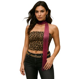 Y2K Sequined Colorful Skinny Scarf for Women – Lightweight Rave Neck Scarf, Festival Head Wrap or Belt Accessory